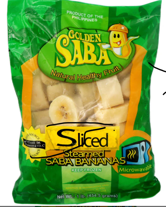 Golden Saba Cooked Saba Banana Sliced Steamed
