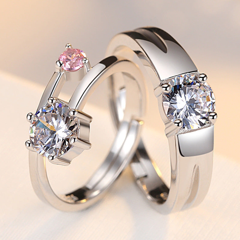 925 Sterling Silver Adjustable Couple Ring