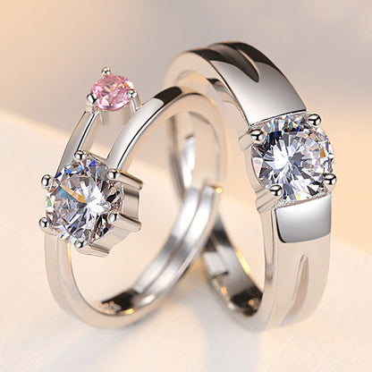 925 Sterling Silver Adjustable Couple Ring